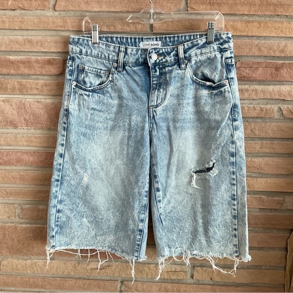 Love Soho Acid Wash Distressed Bermuda Shorts Size 9
